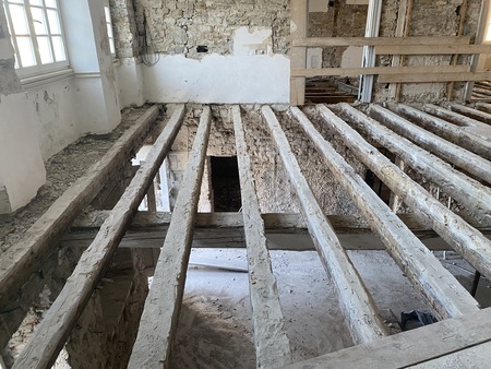 Palača je imela 9. decembra lani le lesene tramove.